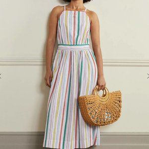 Boden Stripe Halterneck Midi Dress Sweetcorn and Green Pepper- 12 R Free Ship!